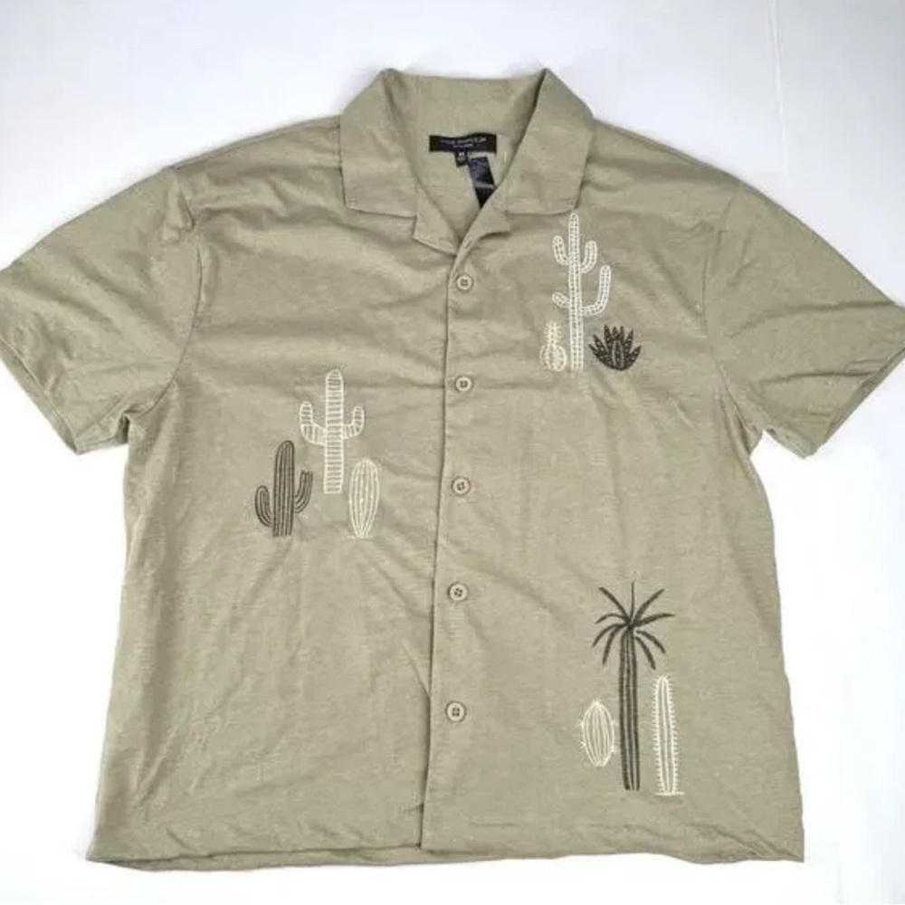 Eclectic Embroidered Cactus Shirt Mens Large Unisex Southwestern Desert Folk Art